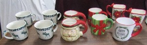 lot 48 image: Large lot of Christmas handled coffee mugs cups