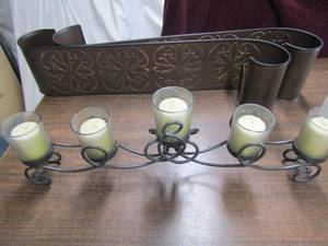 lot 47 image: Metal Miro wall dcor hangers, 5 tier Votive candle display metal beautiful piece