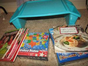 lot 56 image: Paula Dean magazines, Light cooking cook books, super value pack of puzzles, United states puzzle NIB