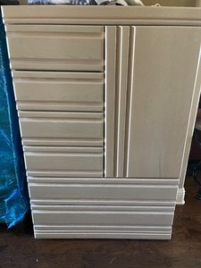 lot 27 image: Chest of drawers with 1 Door and 6 Drawers off white in color very nice  54 X 36 X 18