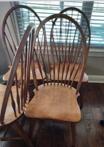 lot 15 image: BROWN HIGH BACK DINING ROOM CHAIRS 43 Qty 6 great condition