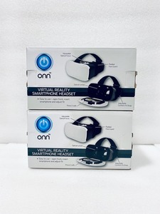 lot 7 image: Lot of 2 - Onn Virtual Reality Smartphone Headset for iPhone, Samsung and other Smartphone Screens up to 6 Model-ONA17VR001 in White