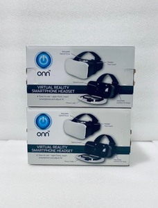 lot 8 image: Lot of 2 - Onn Virtual Reality Smartphone Headset for iPhone, Samsung and other Smartphone Screens up to 6 Model-ONA17VR001 in White