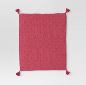 lot 33 image: New Threshold Quality & Design Throw Blanket with Tassels 50 x 60 in Pink, Standard 100, Model-0551