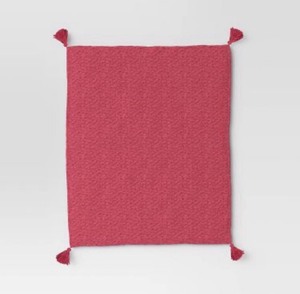 lot 34 image: New Threshold Quality & Design Throw Blanket with Tassels 50 x 60 in Pink, Standard 100, Model-0551