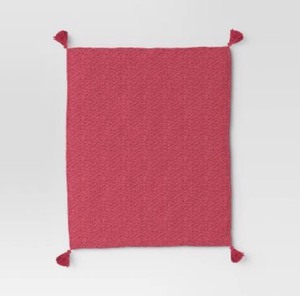 lot 36 image: New Threshold Quality & Design Throw Blanket with Tassels 50 x 60 in Pink, Standard 100, Model-0551