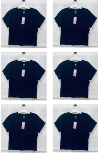lot 42 image: Lot of 6 - New Wild Fable Womens Short Sleeve Roll Cuff T-Shirt Size M in Black, Model-KGGRW