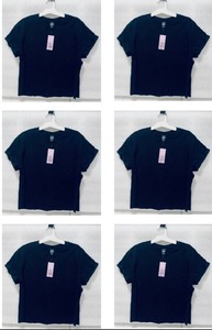 lot 43 image: Lot of 6 - New Wild Fable Womens Short Sleeve Roll Cuff T-Shirt Size M in Black, Model-KGGRW