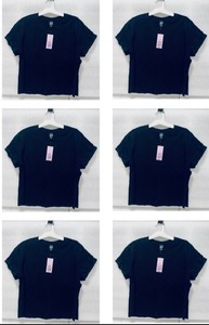 lot 44 image: Lot of 6 - New Wild Fable Womens Short Sleeve Roll Cuff T-Shirt Size M in Black, Model-KGGRW