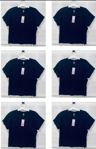 lot 45 image: Lot of 6 - New Wild Fable Womens Short Sleeve Roll Cuff T-Shirt Size M in Black, Model-KGGRW