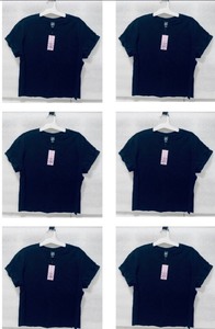 lot 46 image: Lot of 6 - New Wild Fable Womens Short Sleeve Roll Cuff T-Shirt Size M in Black, Model-KGGRW