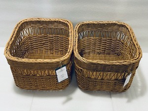 lot 72 image: Lot of 2 - New Threshold Handwoven Rattan Cube Baskets 14 L x 12 W x 9 14 H