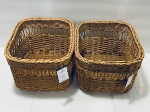 lot 74 image: Lot of 2 - New Threshold Handwoven Rattan Cube Baskets 14 L x 12 W x 9 14 H
