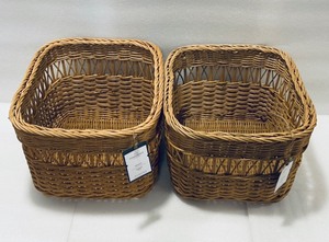 lot 80 image: Lot of 2 - New Threshold Handwoven Rattan Cube Baskets 14 L x 12 W x 9 14 H