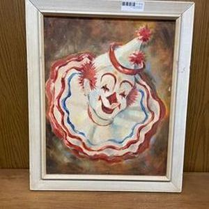 lot 133 image: Vintage clown painting #1