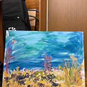 lot 109 image: ocean coral oil painting on canvas
