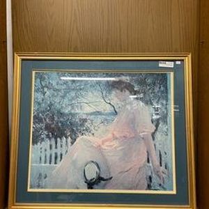 lot 94 image: lady sitting framed artprint