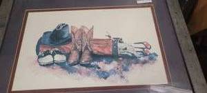 lot 92 image: westerncowboy golf print by Karen Rae