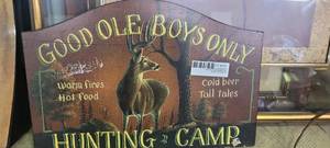 lot 157 image: Hunting Camp wood sign 16x11