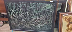 lot 160 image: Bamboo painting on canvas in black wood frame