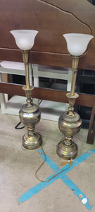 lot 166 image: 2 vintage brass lamps