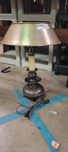 lot 176 image: brass lamp with shade