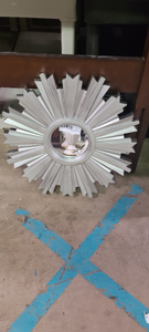 lot 179 image: silver painted sunburst mirror