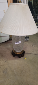 lot 187 image: glass and brass lamp with wood base