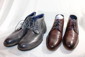 lot 20 image: (2) Steve Madden Thunder Grey Chukka boots Size 10.5 and Modern Friction Cordovan Chukka boots Size 10.5
