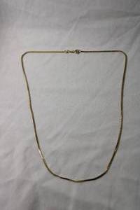 lot 68 image: Jewelry 14K yellow gold box chain necklace. Marked 14K AVL. 18L