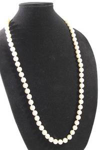 lot 156 image: Jewelry German Silver faux pearl necklace. Marked G Silver on clasp. 36L