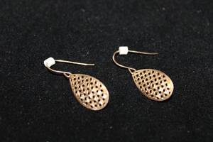 lot 304 image: 14K yellow gold filigree earrings. Marked 14K JCM. Approx. 1.25L