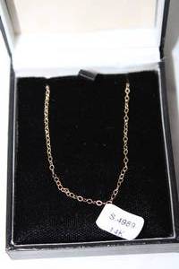 lot 337 image: 14K yellow gold cable chain necklace. Marked 14K. 17L