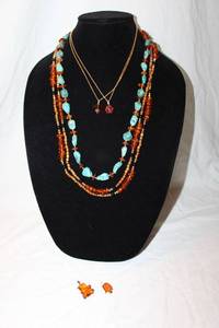 lot 362 image: Faux Amber jewelry selection. Includes 14K Gold Filled faux Amber necklaces plus