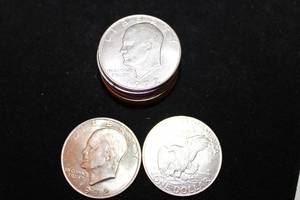 lot 201 image: Coins (10) 1972 Eisenhower Dollar Coins. Bid is times the quantity