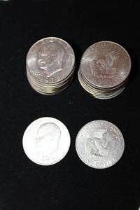 lot 204 image: Coins (20) 1972 Eisenhower Dollar Coins. Bid is times the quantity