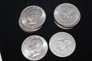 lot 206 image: Coins (10) 1972 Eisenhower Dollar Coins. Bid is times the quantity
