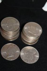 lot 209 image: Coins (22) 1971 Eisenhower Dollar Coins. Bid is times the quantity