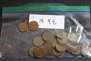 lot 224 image: Coins (16) Wheat Pennies - 1948