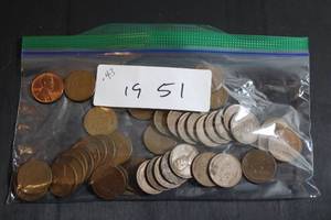 lot 227 image: Coins (43) Wheat Pennies - 1951