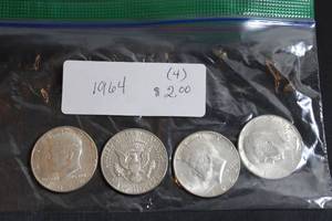 lot 235 image: Coins (4) 1964 Kennedy Half Dollars