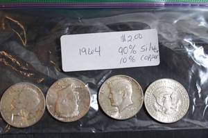 lot 236 image: Coins (4) 1964 Kennedy Half Dollars