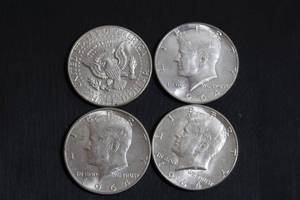 lot 241 image: Coins (4) 1964 Kennedy Half Dollars