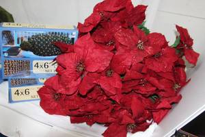 lot 297 image: (10) Red poinsettias bunches and Clear Net lights