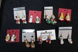 lot 255 image: Artisan crafted and painted holiday earrings