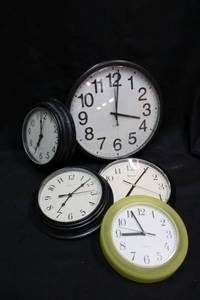 lot 270 image: Plastic wall clocks as shown