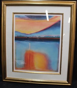 lot 116 image: Limited edition print signed by artist with gold painted wood frame 20x24