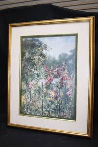 lot 122 image: Framed landscape garden print signed by artist 20x24