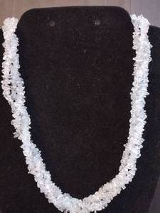 lot 435 image: Aquamarine chip bead 3 strand torsade necklace. Aquamarine tested. 18L No markings