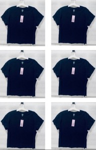 lot 17 image: Lot of 6 - New Wild Fable Womens Short Sleeve Roll Cuff T-Shirts Size M #KGGRW - Black
